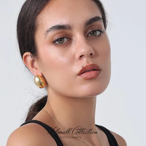 Vista 6 de KELMALL Chunky Gold Hoop Statement Earrings for Women, Thick 18K Gold Plated Open Hoop Lightweight 925 Sterling Silver Post
