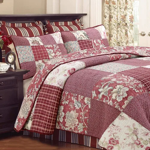 Vista 30 de Cozy Line Home Fashions Juego de ropa de cama reversible con diseño de mosaico real Brody Farmhouse Chocolate Plaid a rayas, colcha colcha