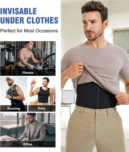 Vista 5 de Eleady Compression Shirts for Men Zipper Vest Body Shaper Slimmer Undershirts