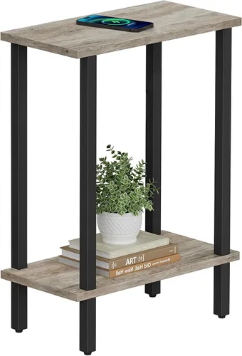 Vista 25 de TUTOTAK Mesa auxiliar pequeña, mesa de extremo estrecho, mesa de sofá delgada, mesita de noche delgada, mesa de sofá, sala de estar, dormitorio Negro