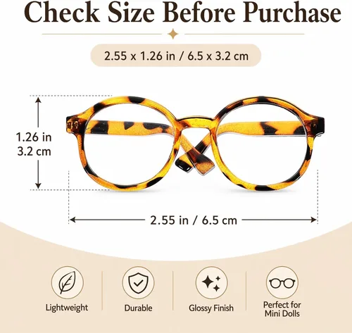 Vista 5 de Toyvian 2 mini gafas de sol con estampado de leopardo para muñecas de 18