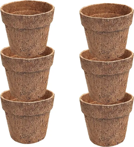 Vista 7 de Deepthi Macetas de vivero de fibra de coco de 3 pulgadas, paquete de 6 tazas de inicio de semillas biodegradables, macetas de turba de coco orgánico