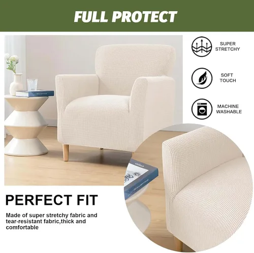 Vista 5 de FUANGUI Funda para Sillón de Banquete con Brazos Fundas para Sillas Elásticas Funda para Sillón Club Funda Suave para Sillón Sofá Cubiertas