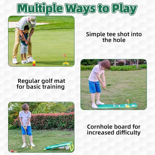 Vista 3 de Liberry Conjunto de golf para niños de 3, 4, 5, 6 años, para niños y niñas, juego de palos de golf retráctiles para niños pequeños con alfombrilla