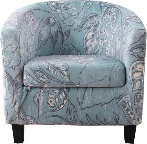 Vista 36 de CRFATOP - Funda elástica para sillón de club (2 piezas) 1 Club Cover & 1 Cushion Cover, Soft Round Tub Sofa Covers, Pet Friendly, Washable