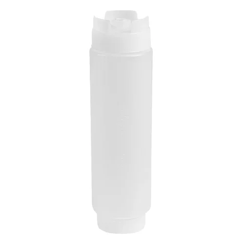 Vista 13 de Restaurantware Botella de presión invertida de plástico de 16oz. FIFO con tapas de recarga y dispensación - Primero en entrar, primero en salir