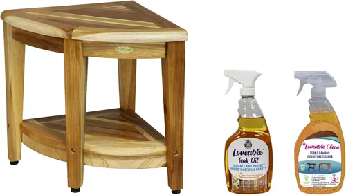 Vista 13 de EcoDecors Snazzy Corner Banco Taburete Asiento Silla de Ducha Impermeable de Madera de Teca Para Ducha Interior Proporciona Seguridad