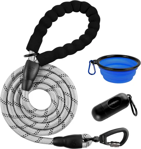 Vista 41 de BARKBAY - Correas para perros grandes, resistentes, de 4/5/6 pies, con cómoda asa acolchada y hilos altamente reflectantes para perros medianos
