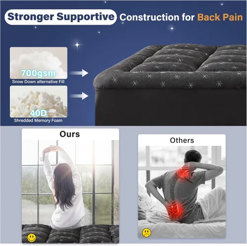 Vista 2 de Anluoer - Cubrecolchón de espuma viscoelástica para cama individual para dolor de espalda, protector de colchón con relleno alternativo tipo
