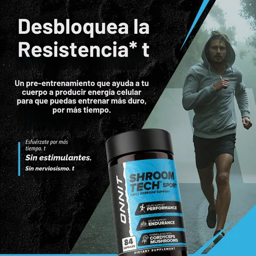 Vista 5 de ONNIT Shroom Tech Sport Cordyceps pre-entrenamiento sin cafeína, 28