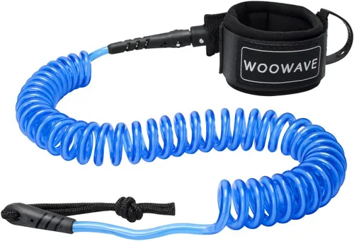 Vista 9 de WOOWAVE Correa SUP de 11 pies en espiral para tabla de remo para tabla de surf, correa de tobillo con funda impermeable para billetera/teléfono