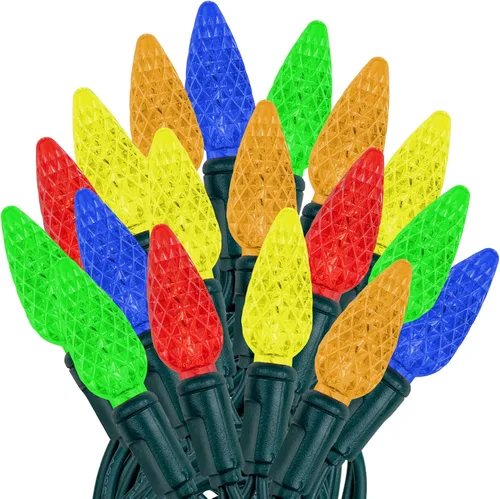Vista 34 de Novelty Lights - Mini juego de 70 luces C6 LED de Navidad, serie de luces de grado comercial para exteriores, cable verde, 24 pies