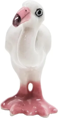 Vista 9 de WitnyStore Pequeña figura de pájaro flamenco de pie rosa y blanco de 1 pulgada de alto, hecha a mano, pájaros de cerámica, animales coloridos
