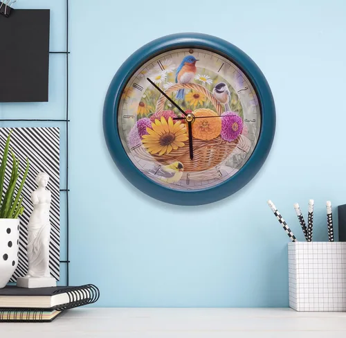 Vista 2 de Mark Feldstein & Associates Wild Wings - Reloj de ramo de verano con sonidos originales de pájaros, 8 pulgadas, para pared o escritorio