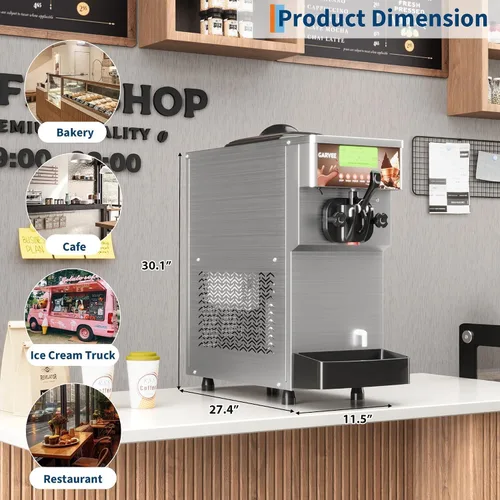Vista 2 de Máquina comercial de helado suave, máquina de helado de servicio suave con pantalla LED, autolimpieza, equipo de alta productividad
