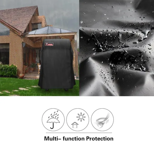 Vista 4 de Kingkong 7105 Premium Cover para parrillas de gas Weber serie 210 con ambas colapsadas (no apto para Spirit II E-210), color negro