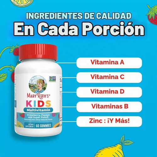 Vista 6 de MaryRuth Organics Vitaminas para niños Multi Sin azúcar Suministro para 2 meses Gomitas multivitamínicas para niños de 2 años en adelante