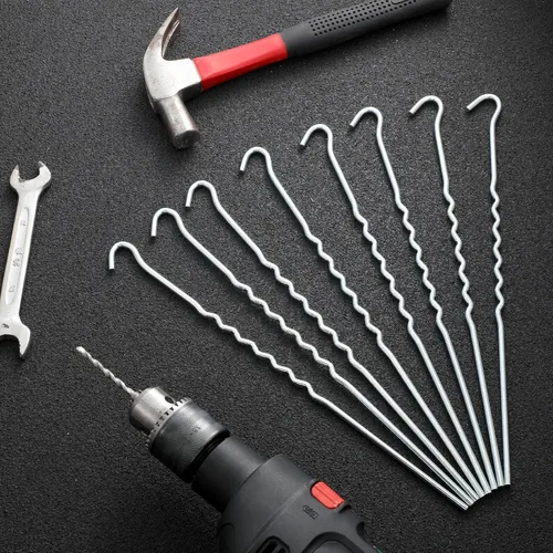 Vista 5 de Cindeer 60 estacas de metal torcido para tienda de campaña de 12 pulgadas, ganchos de metal para valla de jardín, clavijas a prueba de excavación