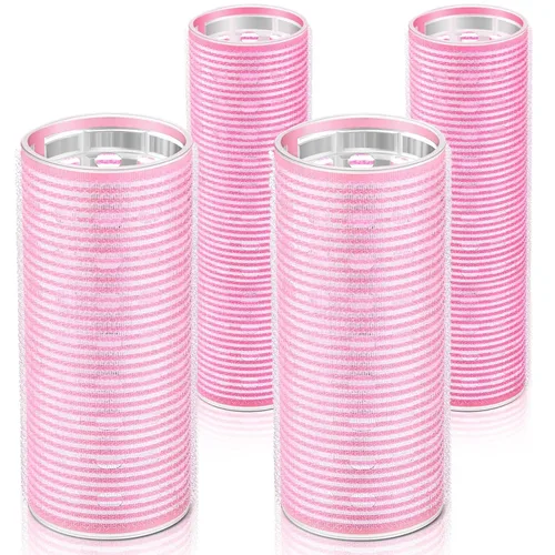 Vista 15 de WILLBOND 4 rodillos de pelo largos para flequillo, rizadores de núcleo de aluminio, rodillo térmico de autoagarre para cabello largo y mediano, Negro