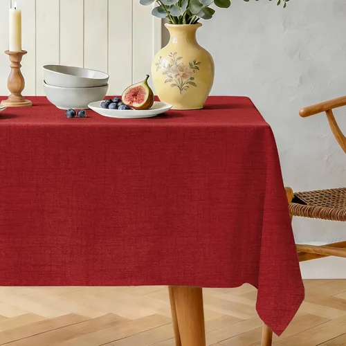 Vista 16 de Mantel rectangular de lino natural, mantel ligero con textura de otoño de 52 x 70 pulgadas, resistente al agua, resistente a las manchas, mantel