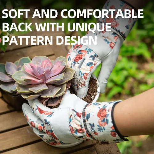 Vista 3 de Vgo... Gardening Gloves for Women, Goatskin leather,Puncture Resistant Palm and Fingertips,Touchscreen(GA3561)