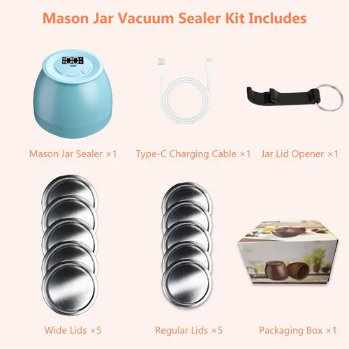 Vista 7 de FUTUREZEN Sellador al vacío eléctrico para tarros Mason para boca regular y ancha, azul