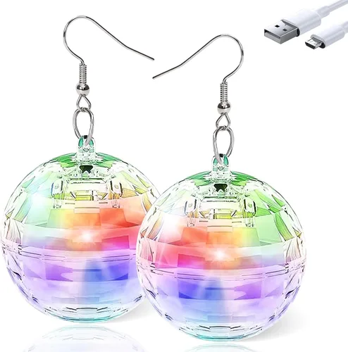 Vista 2 de RAHAN Pendientes LED Bola Disco 16 Colores Luz, Luz Recargable Proyectando Iluminar