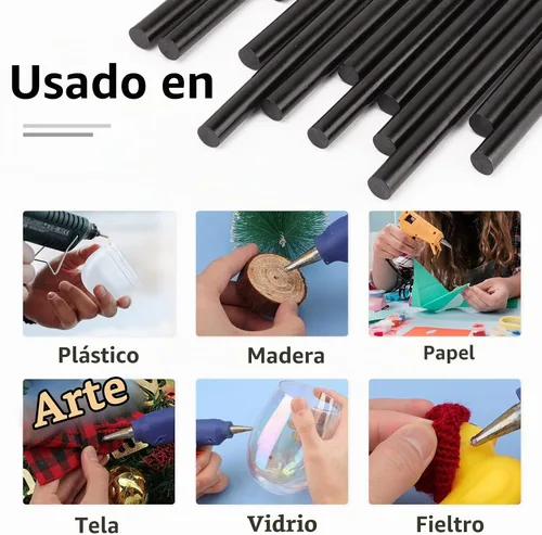 Vista 5 de ENPOINT Barras de pegamento caliente negras mini, 0.276 x 7.874 in de largo para manualidades, paquete de 36 barras de pegamento adhesivas de tela