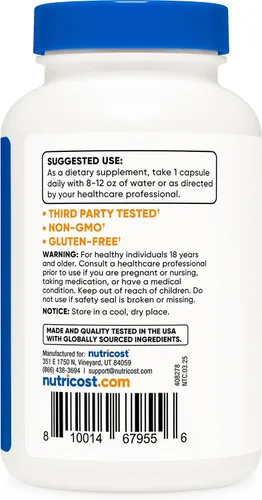 Vista 4 de Nutricost Vitamina B6 (Piridoxina HCl) 100 mg, 240 Cápsulas