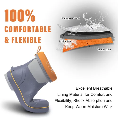 Vista 4 de Mid-Calf Waterproof Insulated Rubber Boots with Steel Shank, 6mm Neoprene Rubber Boots for Men and Women, Ideal for Hunting, Farming, Gardening, and