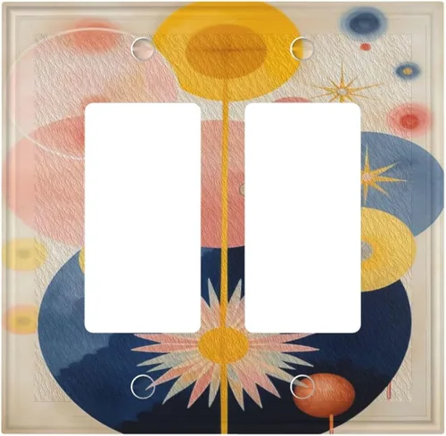 Vista 40 de Cubiertas de Interruptor de Luz Artísticas Decorativas Boho Figura Abstracta Interruptor de Pared Único Placa de Interruptor Decorativo Placa