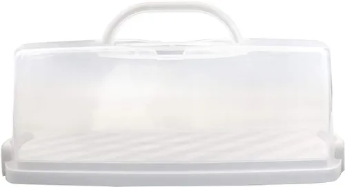 Vista 8 de Panera portátil con asa, contenedor de plástico rectangular para almacenamiento de alimentos, cúpula translúcida de 13 pulgadas para pasteles