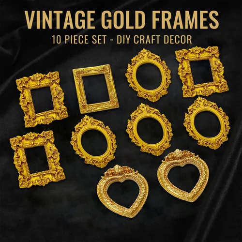 Vista 6 de 10 Pcs Small Gold Frames, Baroque Mini Picture Frames for DIY Phone Case, Craft Decor, and Photography Props