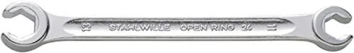 Vista 4 de Stahlwille 41080810 Llave de anillo abierto de doble extremo n.º 24 con hexágono, tamaño 0.315 x 0.394 in, métrica, cabeza angulada a 10 grados