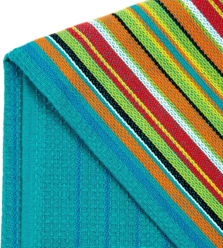 Vista 3 de Cotton Craft - Paquete de 12 paños de cocina con rayas salsa multicolores 100 por ciento naturales, de 16" x 28" 16x28 inch Multi - Absorbent