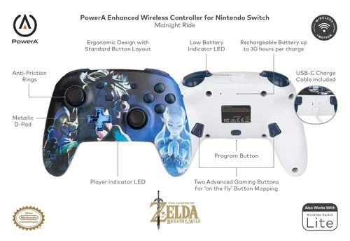 Vista 2 de PowerA Enhanced Wireless Controller for Nintendo Switch - Midnight Ride Nintendo Switch Lite Gamepad game controller Bluetooth controller