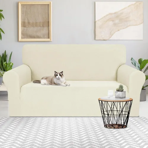 Vista 2 de JIVINE - Funda para sofá biplaza, 1 pieza elástica para sofá de 2 cojines, protector de muebles con parte inferior elástica para niños y mascotas