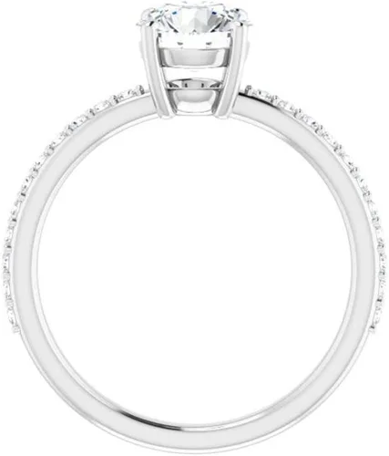 Vista 2 de Rivaan Jewel - Anillo de compromiso de moissanita de oro blanco macizo de 10 quilates, hecho a mano, anillo de compromiso de 1.0 quilates, corte