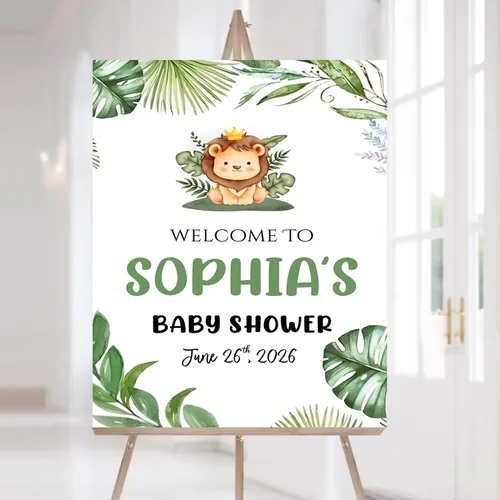 Vista 11 de Letrero de bienvenida personalizado para baby shower, cartel de bienvenida de safari para baby shower, letrero de baby shower de animales