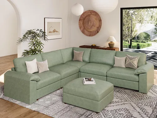 Vista 82 de EASE MOOSE Sofá modular seccional, sofá en forma de U para sala de estar Beige
