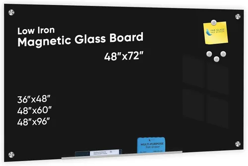 Vista 37 de Fab Glass and Mirror - Pizarrón magnético de vidrio con borrador, Negro