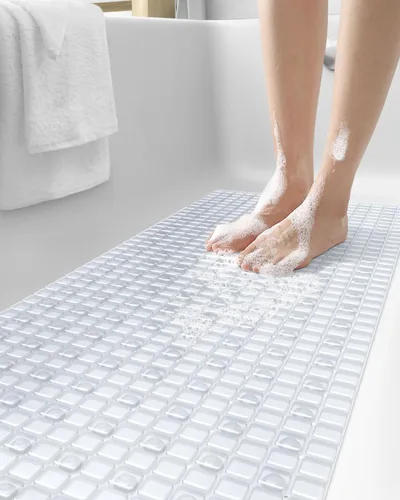 Vista 13 de DEXI Alfombrilla de Tina Antideslizante 16x35, Alfombrillas de Ducha para Baño y Tina, Alfombrilla de Baño Ovalada Lavable con Ventosas y Orificios