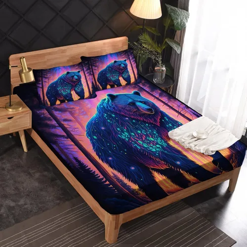 Vista 34 de Juego de sábanas de tamaño King, sábanas de conejo, sábanas de microfibra y fundas de almohada de 4 piezas, juego de sábanas con estampado colorido
