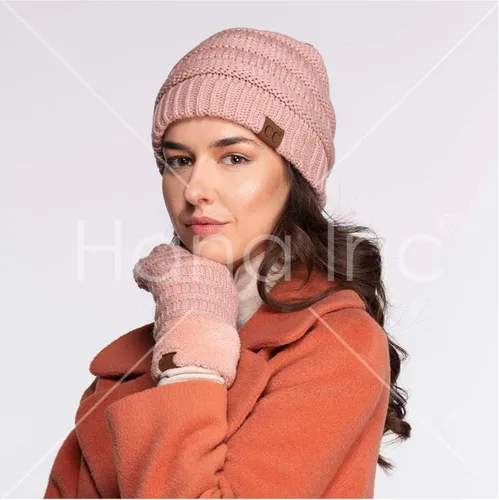 Vista 4 de Conjunto de 2 guantes de punto con forro polar Sherpa cálido de invierno para mujer