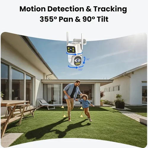 Vista 3 de Cámaras 4G de doble lente para seguridad del hogar, cámara inteligente de seguridad panorámica/inclinable, para exteriores/interiores, visión