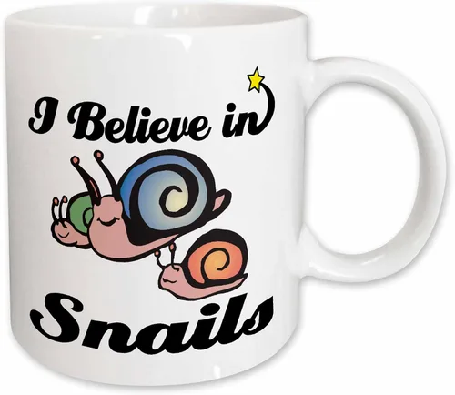 Vista 9 de 3dRose Taza "I Believe in Snails", 11 onzas, color negro y blanco Negro/Blanco