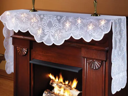 Vista 2 de Miles Kimball Bufanda de mantel iluminada, color blanco, talla única