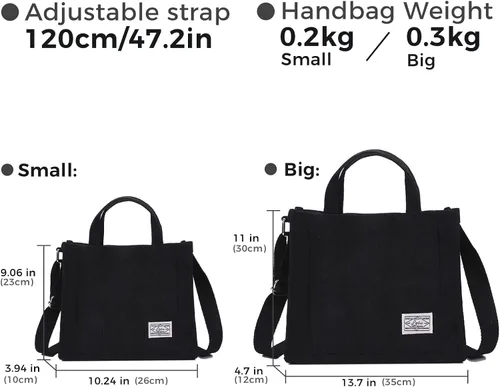 Vista 2 de Erhuoxz The Tote Bag - Bolso pequeño de pana para mujer, con accesorios de bricolaje, bolso cruzado de hombro, bolso Hobo