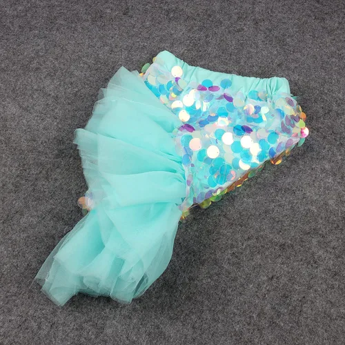 Vista 4 de HOOLCHEAN Falda de sirena con lentejuelas y cola de pez para niñas pequeñas