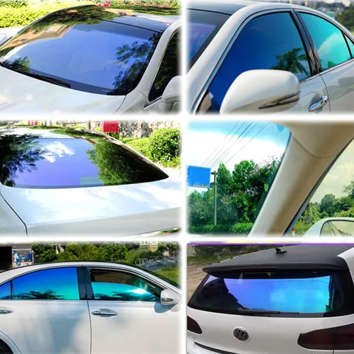 Vista 6 de Película de Tinte para Ventanas de Automóviles, Película de Protección Solar Camaleón Púrpura Azul para Ventana Delantera de Automóvil 20% VLT Azul